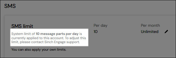 Screenshot of system limit example