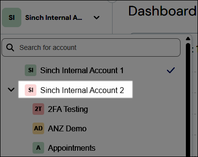 Switching between accounts – Sinch Engage
