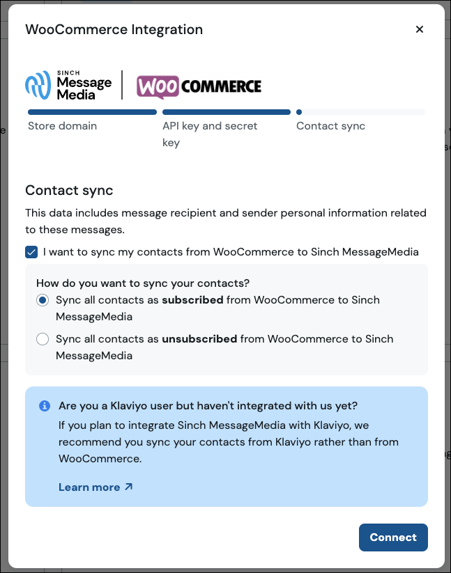 Contact sync setup in Sinch.