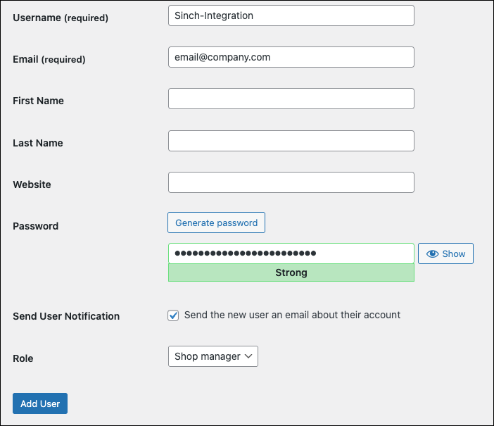Wordpress Application password generator.