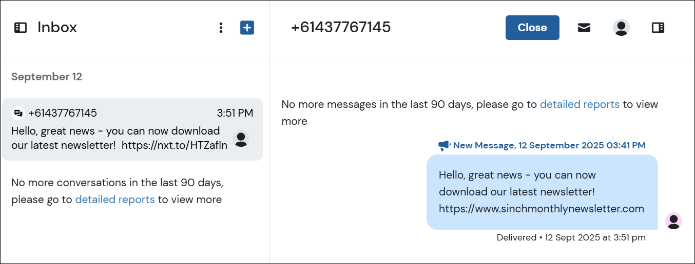 Screenshot of a conversation