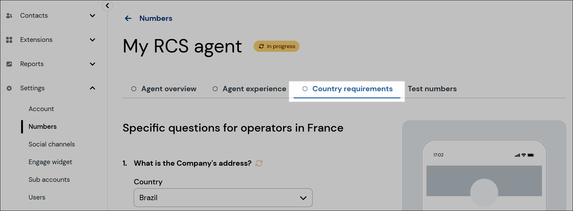 Country requirements navigation