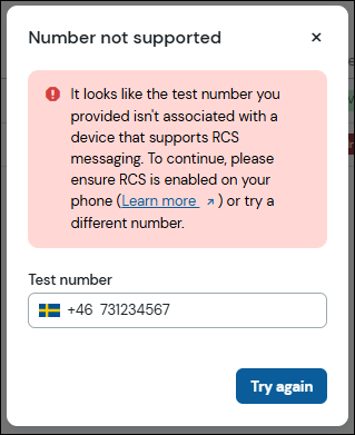 RCS test numbers & devices – Sinch Engage