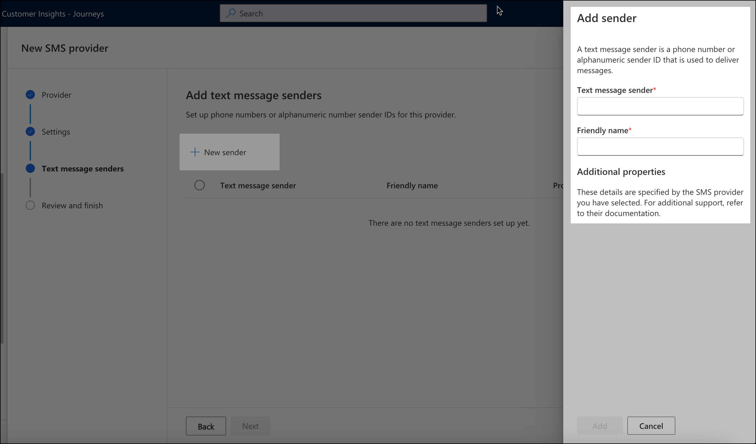 Add new sender.