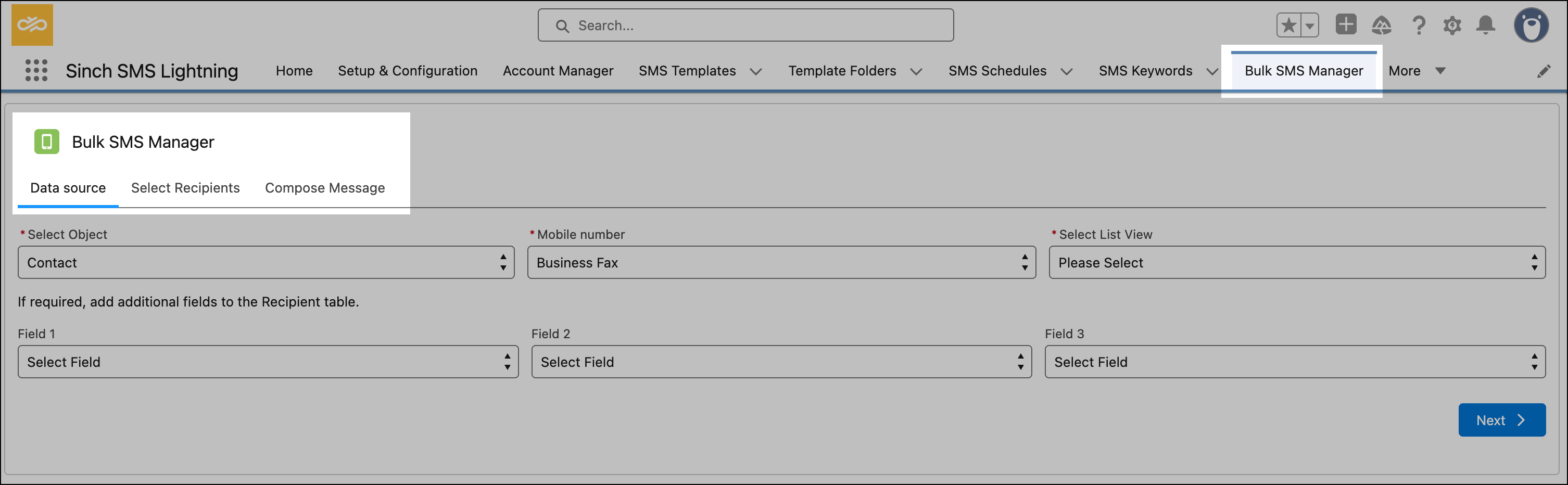 Bulk SMS Manager.