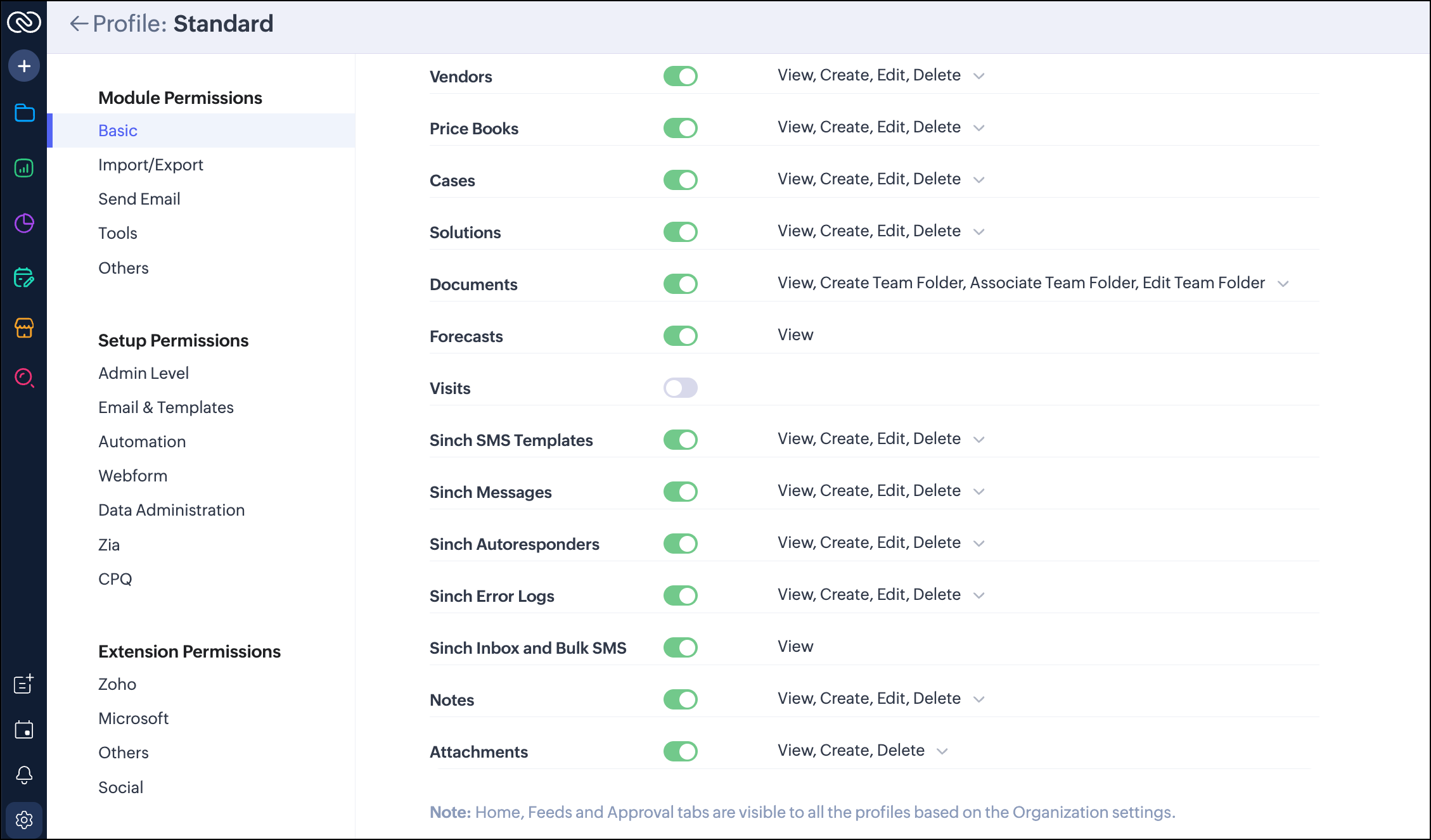 User profile settings.
