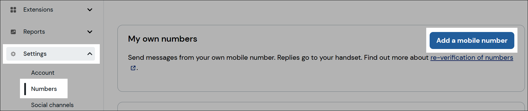 Add a mobile number navigation screenshot