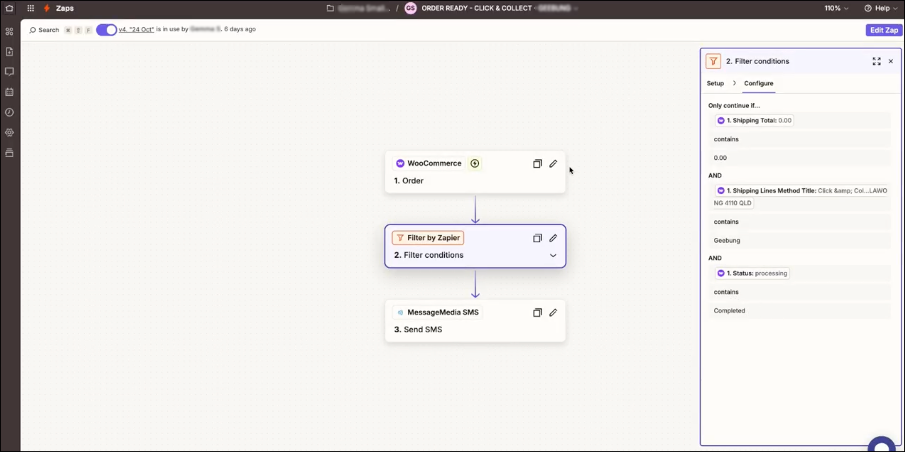 Zapier WooCommerce SMS automation.