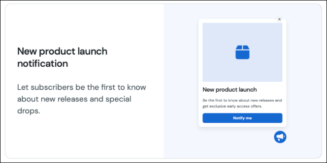 New product launch notification ecommerce.