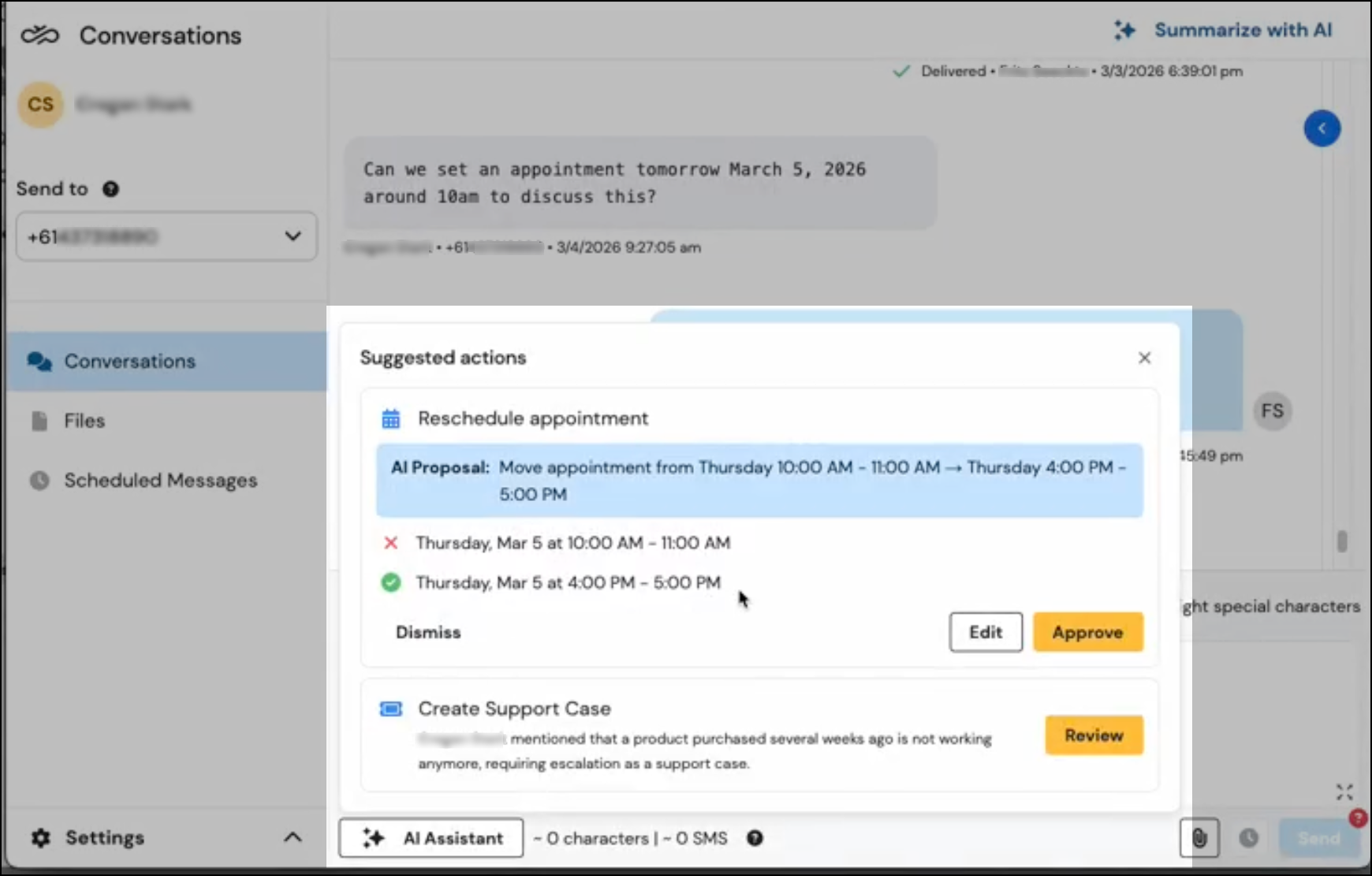 NetSuite productivity assistant reschedule appointment.