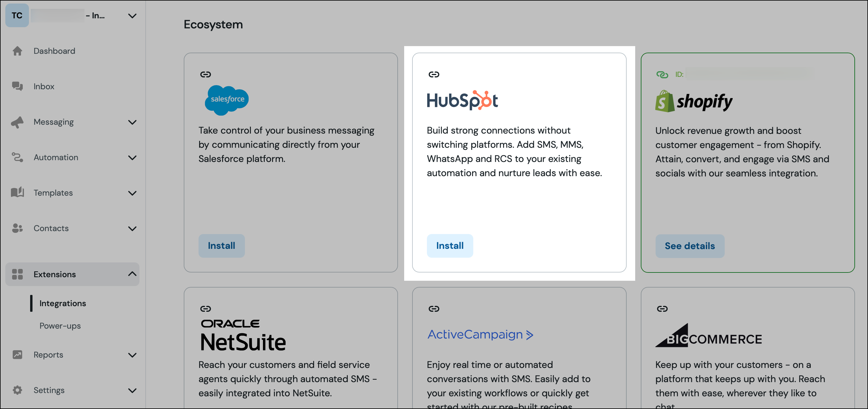 Intégrations du hub MM Hubspot.