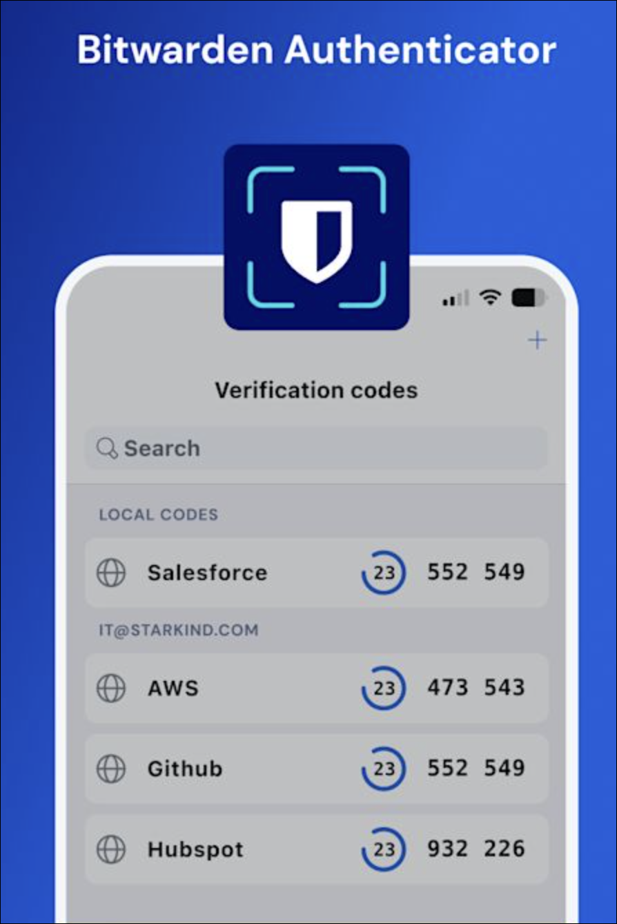 Screenshot des Bitwarden-Authentifikators