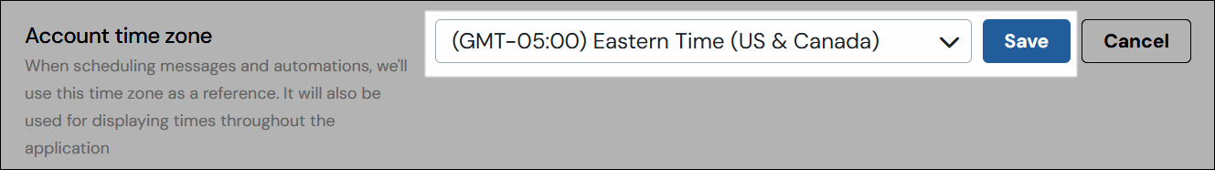 Screenshot Dropdown-Menü Zeitzone