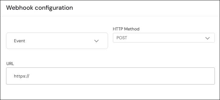 Capture d'écran de la fenêtre modale de configuration des webhooks.