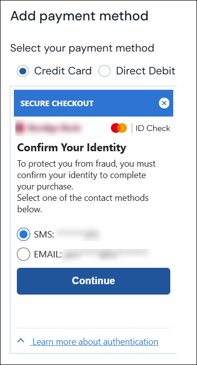 Screenshot Pop-up „Kartenverifizierung“