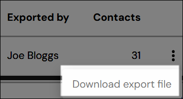 Captura de pantalla que muestra el modal «Descargar archivo de exportación»