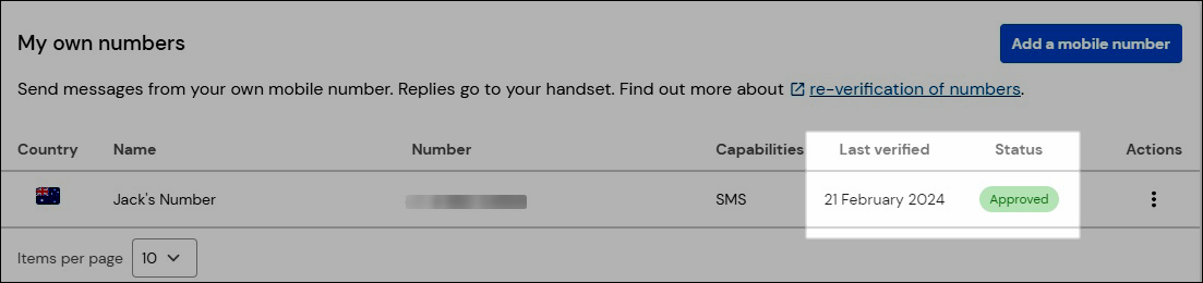 Screenshot Zuletzt verifiziert und Status