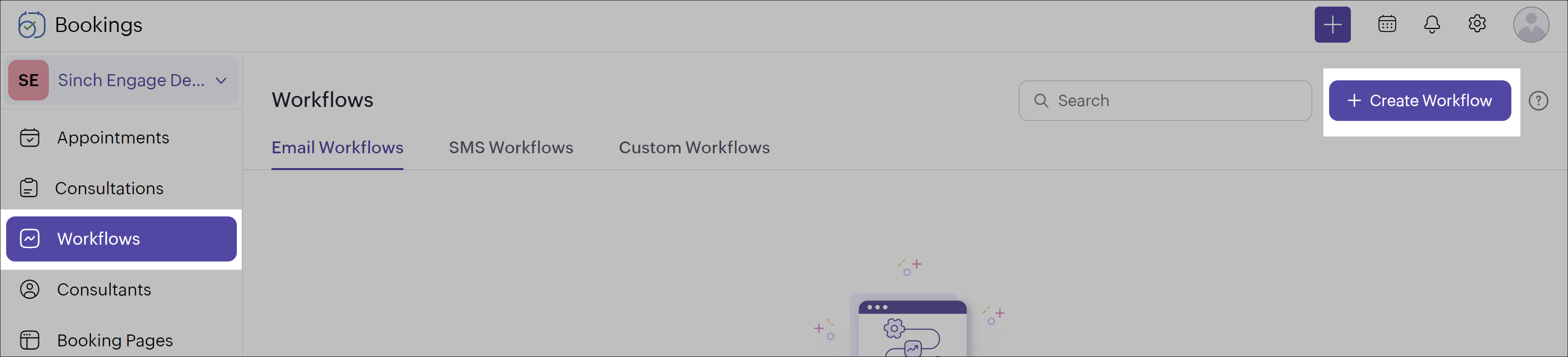 Crear nuevo flujo de trabajo en Zoho Bookings.