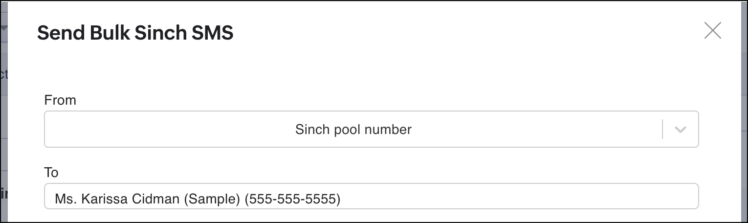 Konfiguration für den Versand von Massen-Sinch-SMS
