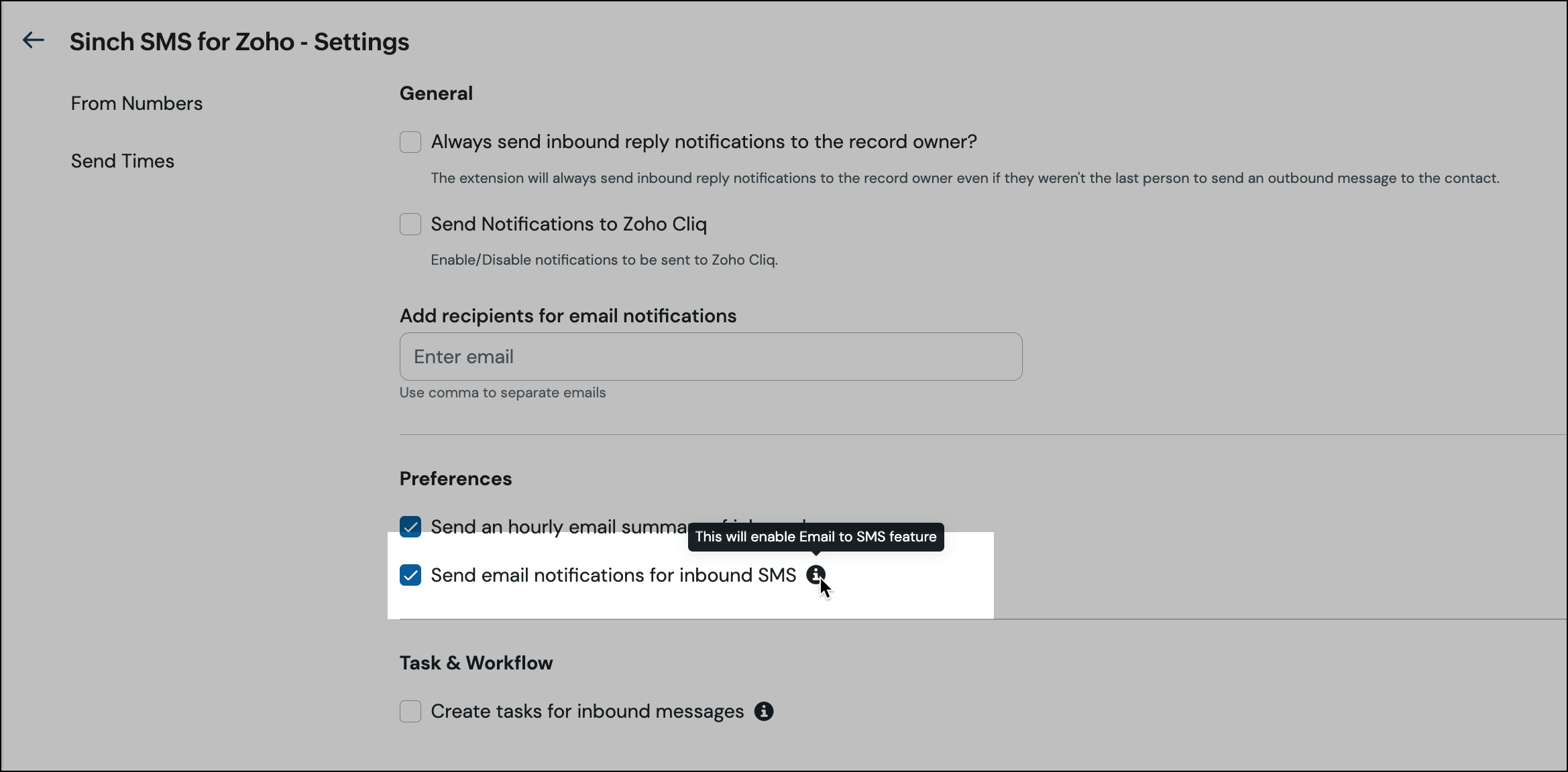 E-Mail-Benachrichtigungen für eingehende SMS senden.