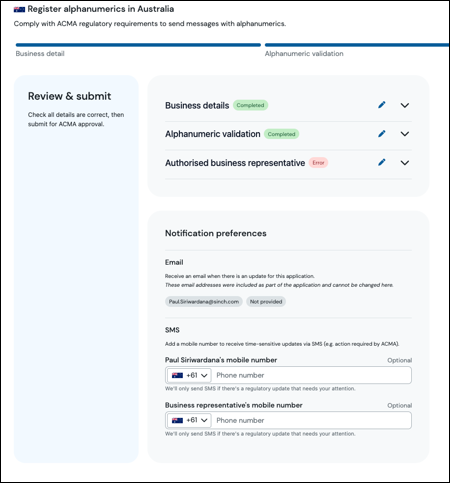 Überprüfungsbildschirm
