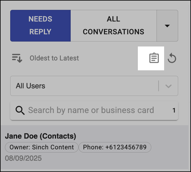 Symbol für die massenweise Neuzuweisung in der Sinch Inbox auf der Zoho-CRM-Plattform.
