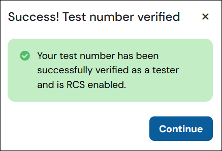 Numéro de test vérifié 