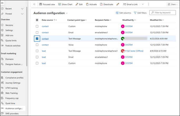 Customer Ressources - Configuration du public.