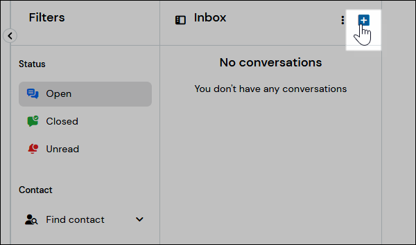 Screenshot, der die Position der Schaltfläche „Neue Konversation“ zeigt.