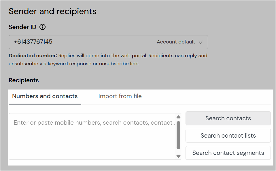 Capture d'écran du champ des numéros et des contacts avec les boutons de recherche