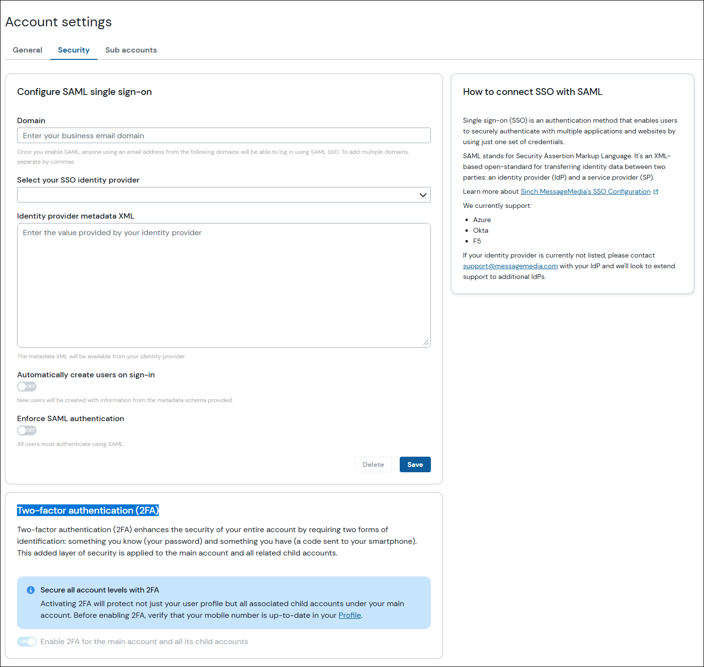 Screenshot Kontoeinstellungen - Registerkarte Sicherheit