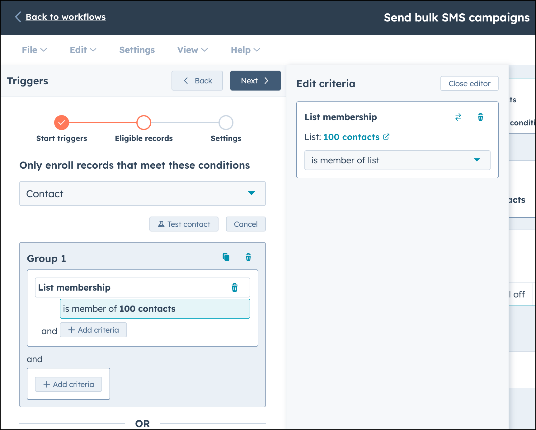 Configuración de envío masivo de campañas de SMS con HubSpot.