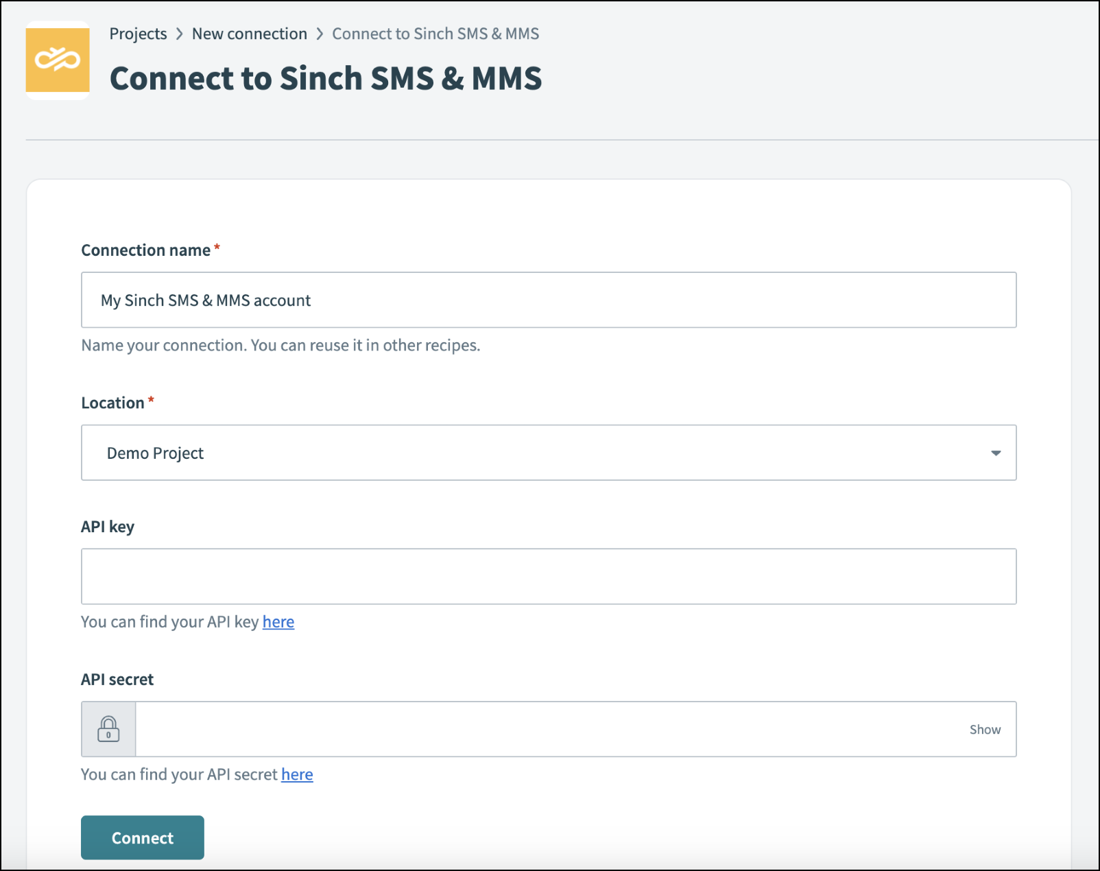 Conecta Workato a Sinch.