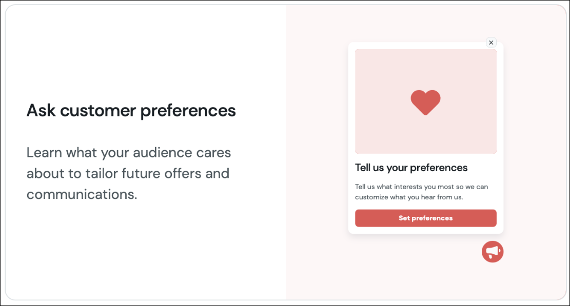 Demander les préférences du client pour l'e-commerce.