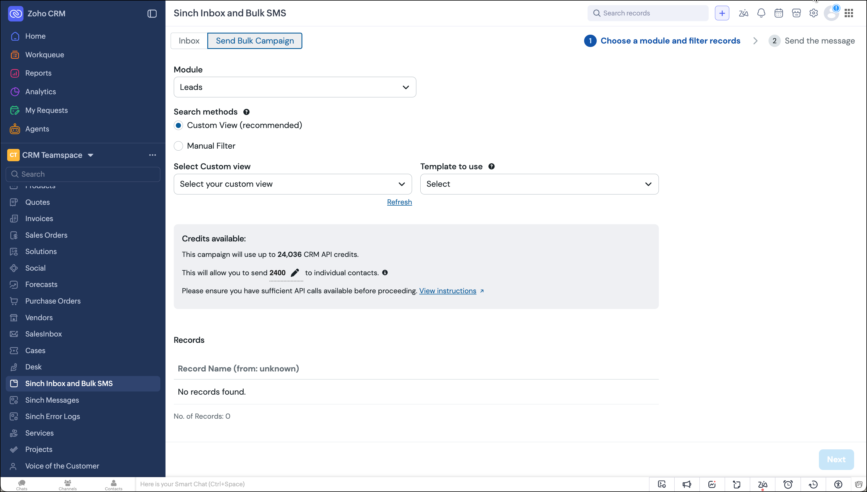 Send Bulk Campaign from Sinch Inbox and Bulk SMS.