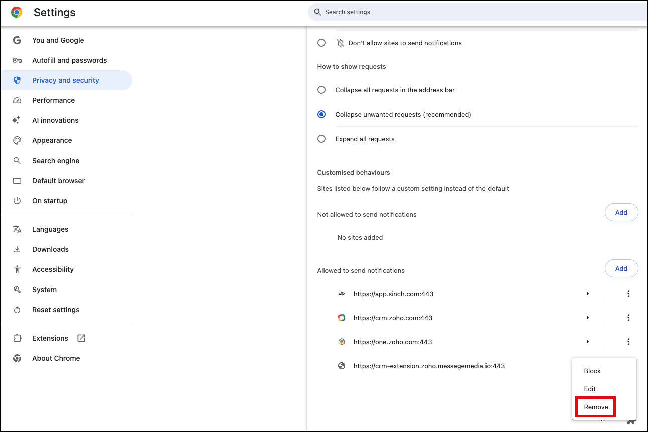 Zoho Chrome settings.png