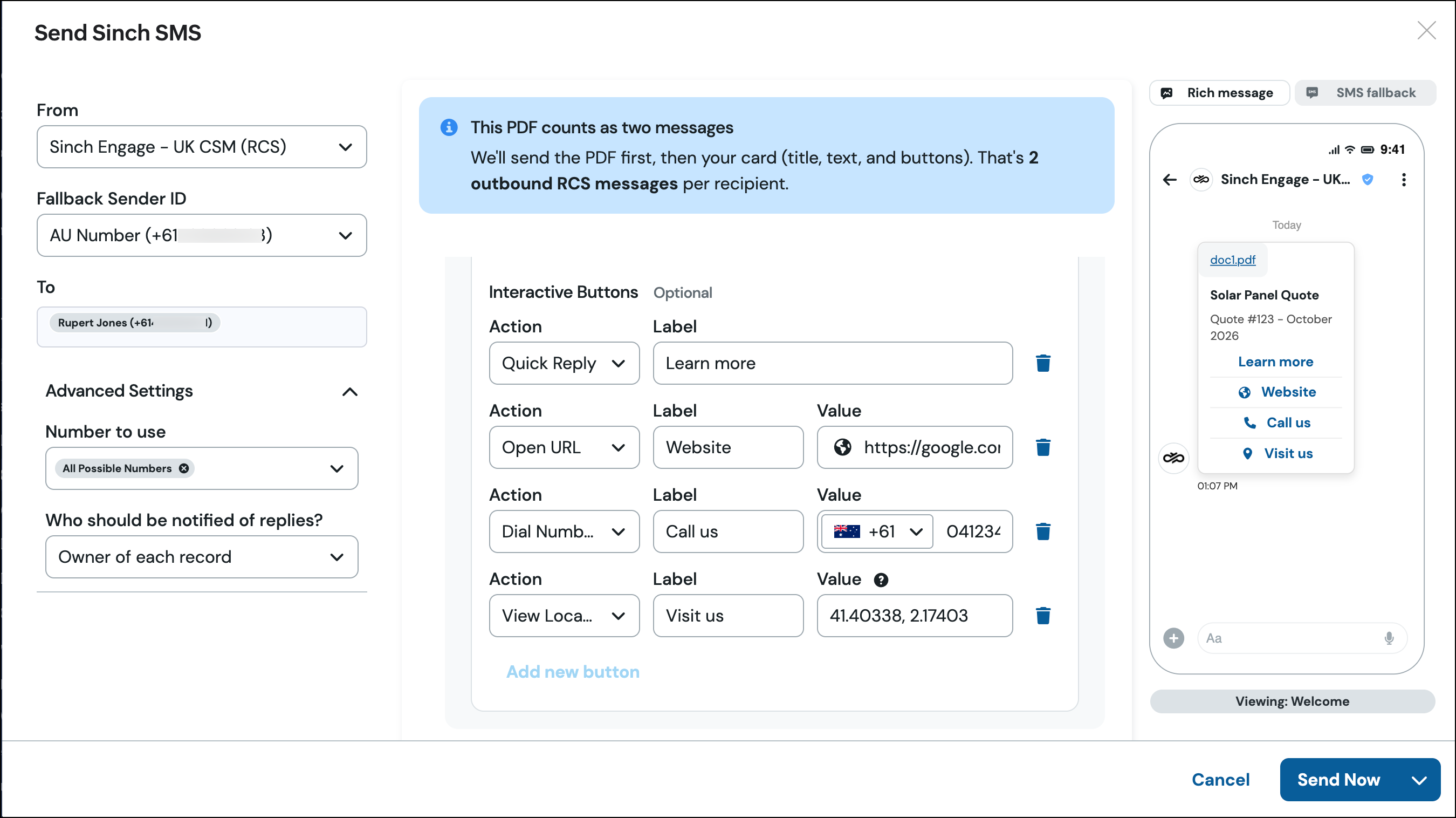 Zoho CRM record composer rich card_2.png